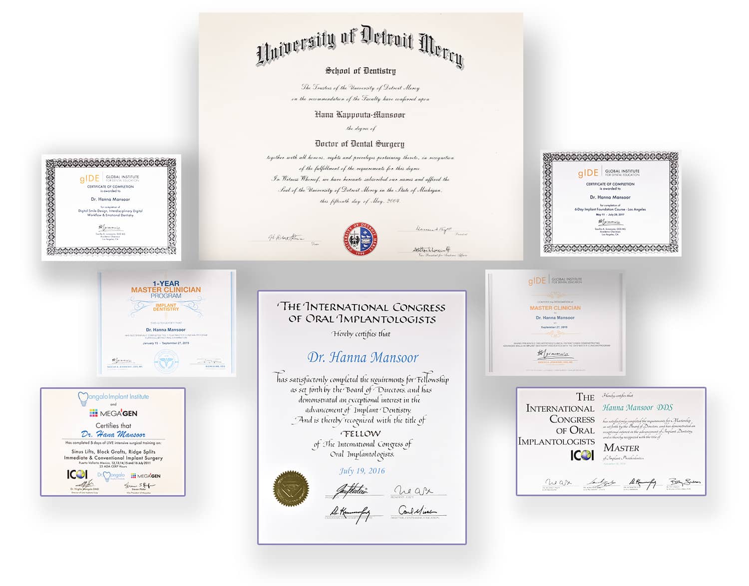 Certificates of Dr. Hanna Mansoor