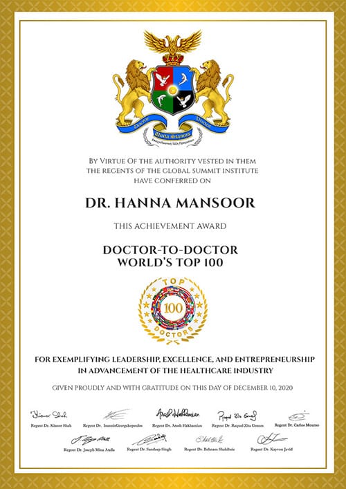 Dr. Hanna Mansoor achievement award